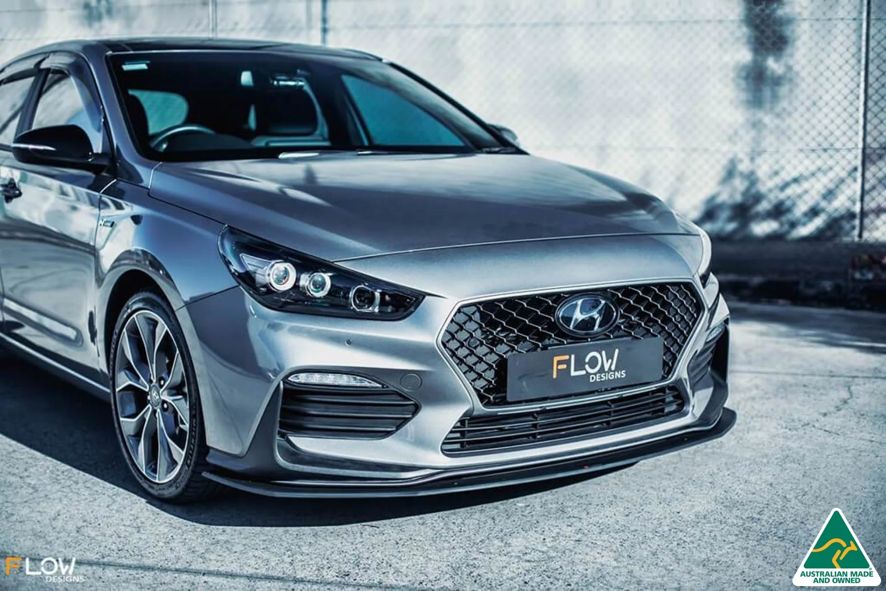 Flow Designs i30 N Line Hatch PD (2018+) Front Lip Splitter [GLOSS BLACK] - Image 2