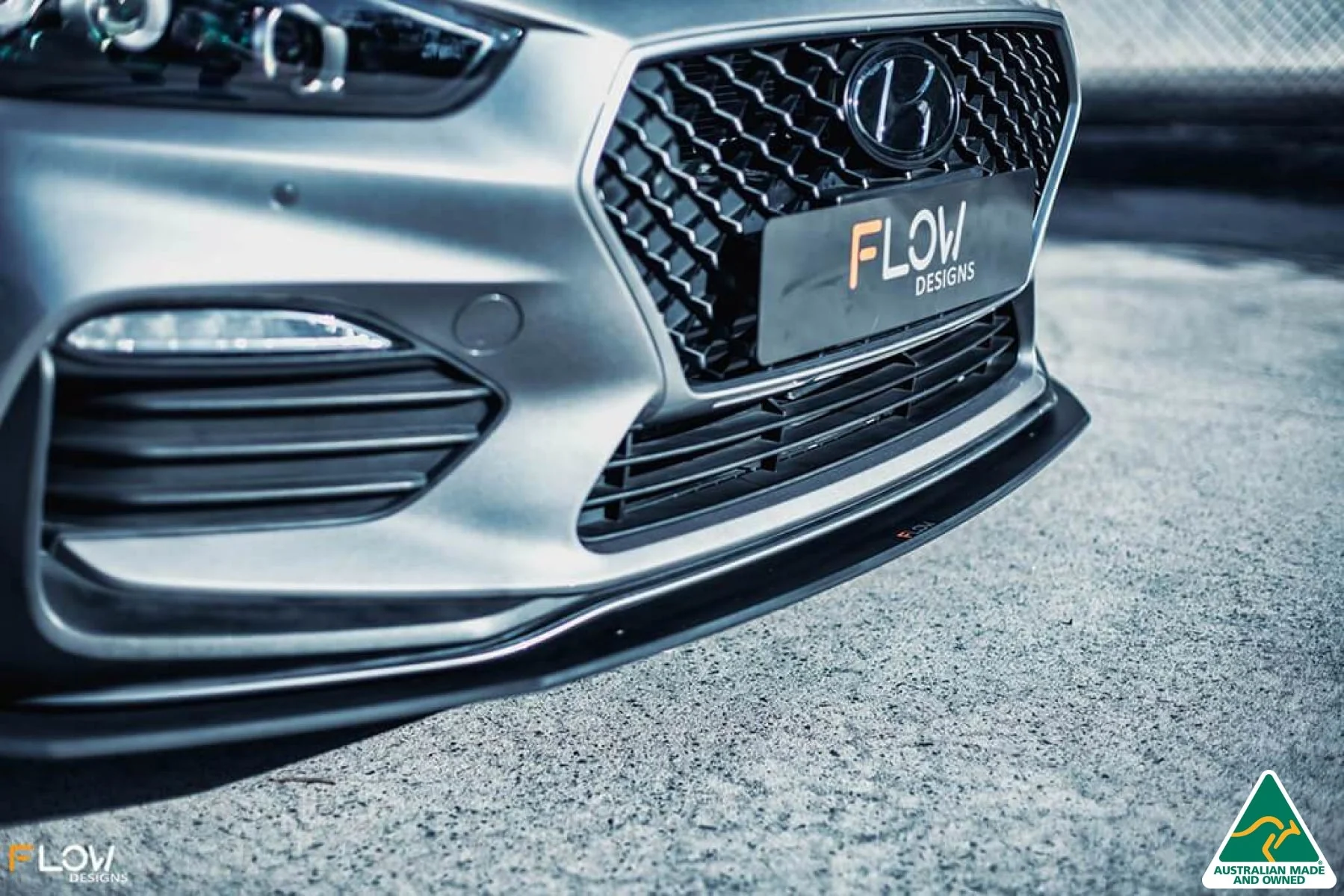 Flow Designs i30 N Line Hatch PD (2018+) Front Lip Splitter [GLOSS BLACK] - Image 6