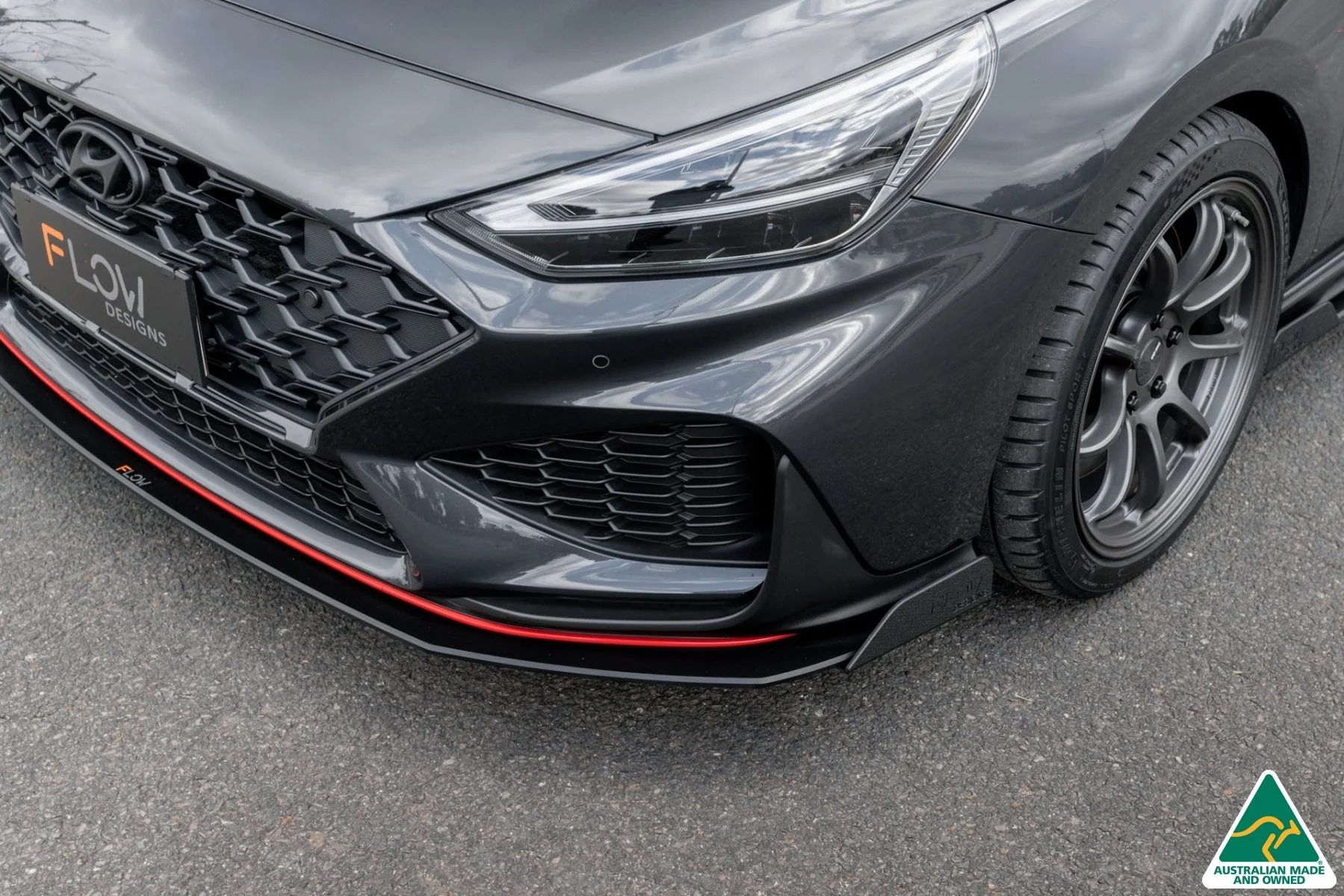 Flow Designs i30N Fastback PD FL (2022+) Front Lip Splitter & Reinforcement Brackets [GLOSS BLACK] - Image 9