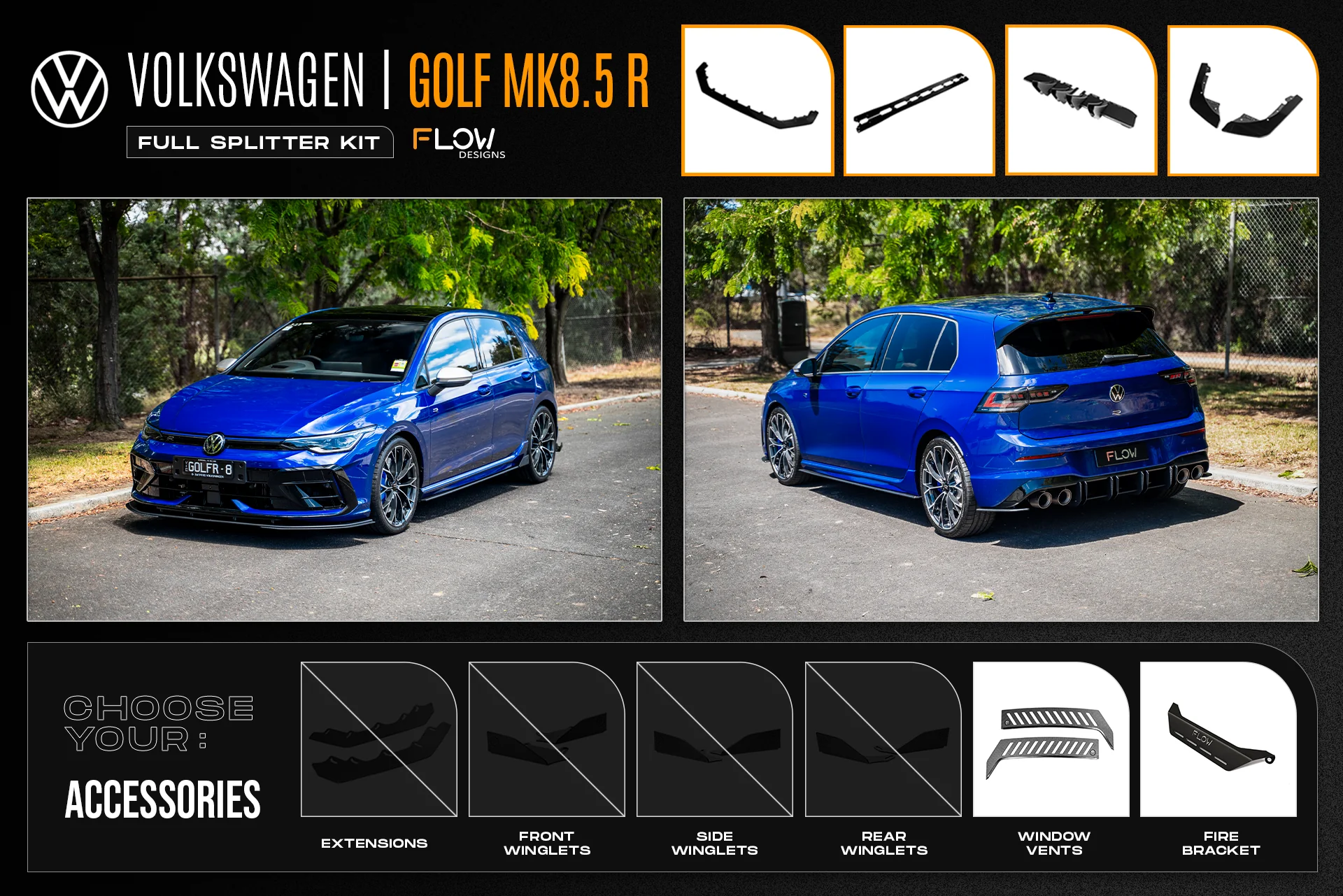 MK8.5 Golf R Full Lip Splitter Set - Image 5